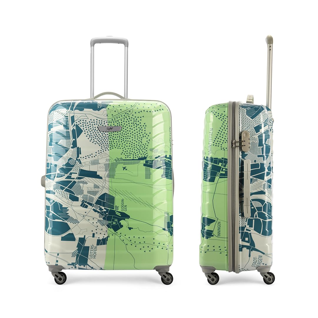 Skybags Tooper Set of 3 (Cabin+ Medium+Large) Hard Luggage (55+65+75 cm) | Polypropylene Luggage Trolley with 8 Spinner Wheels|Green|Unisex - View 6