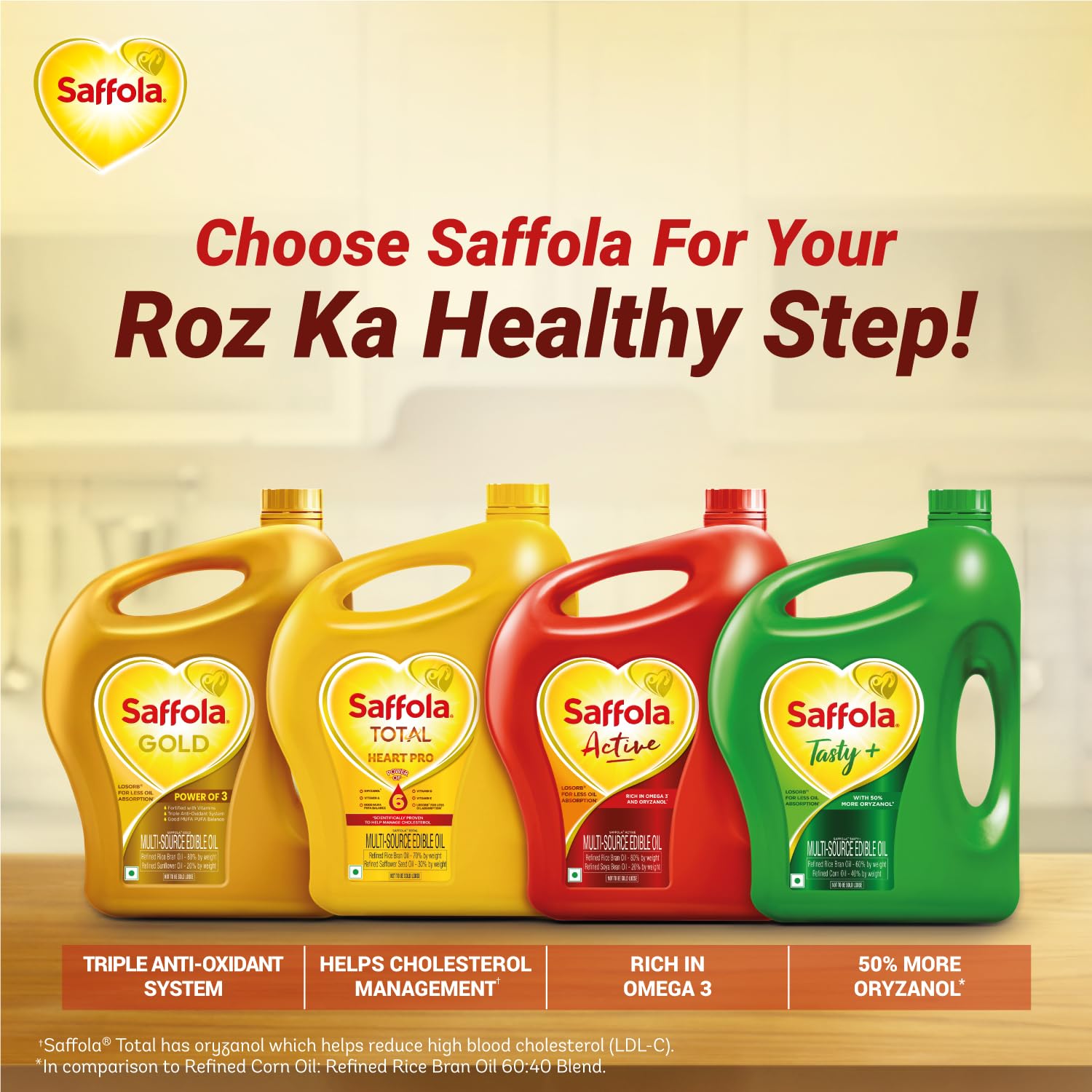 5 Litre Jar + Free 1 Litre Pouch Saffola Gold Refined Cooking oil | Blended of Rice Bran &amp; Sunflower oil - View 3