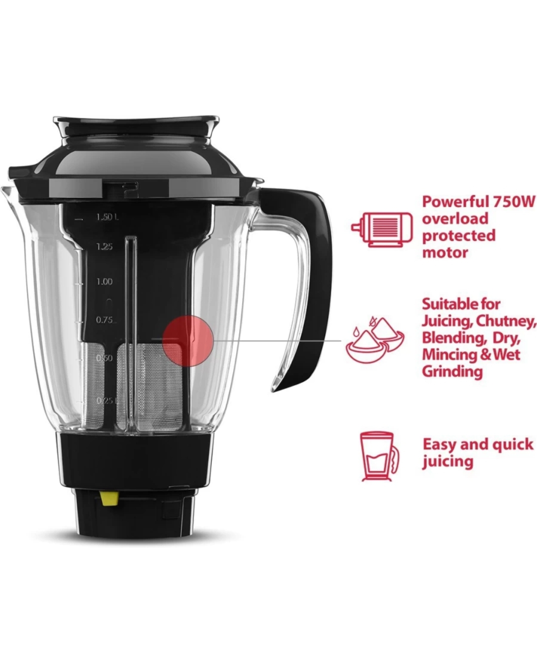 Butterfly Rapid - 4J / Rapid 750 W Juicer Mixer Grinder (4 Jars, Black) - View 3