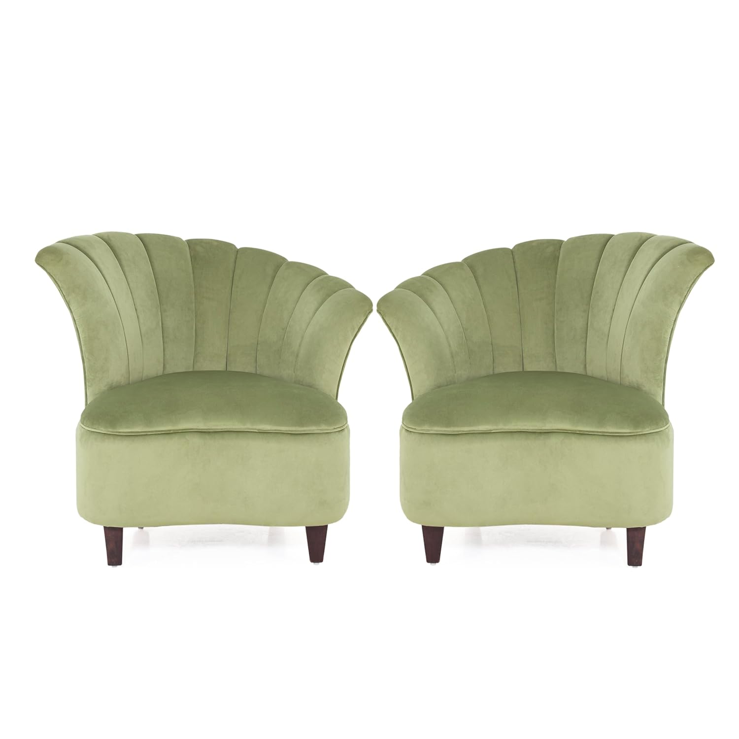 Peachtree Butterfly 1 Seater Chair for Living Room, Mango Wooden Frame &amp; Sheesham Wood Leg | Velvet Fabric Chair for Dining Room | Single Seater Chair | No Armstyle |1 Year Warrranty (Set of 2, Green) - View 4