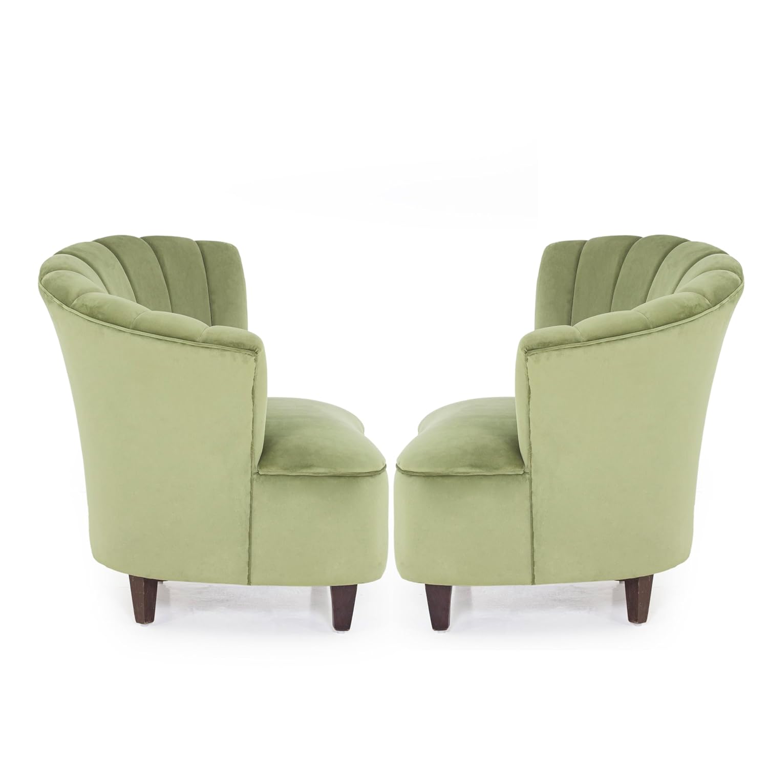 Peachtree Butterfly 1 Seater Chair for Living Room, Mango Wooden Frame &amp; Sheesham Wood Leg | Velvet Fabric Chair for Dining Room | Single Seater Chair | No Armstyle |1 Year Warrranty (Set of 2, Green) - View 5