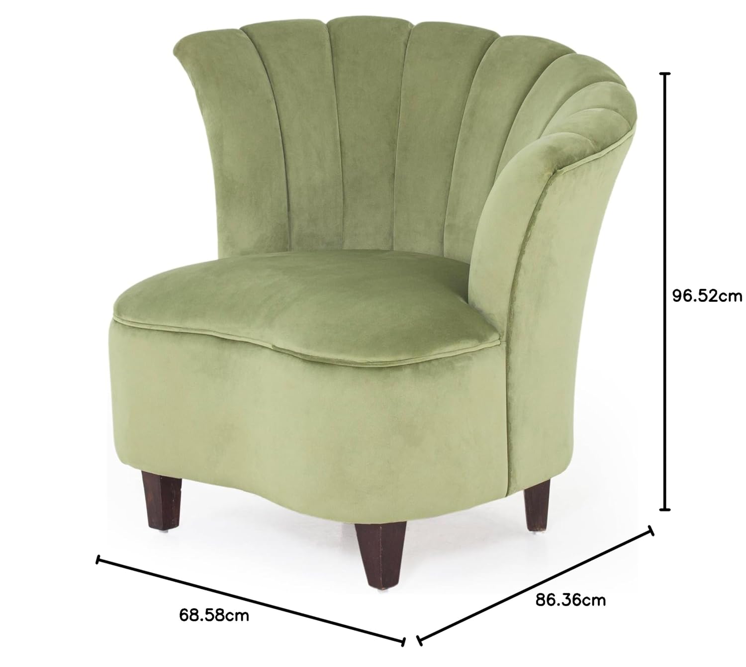 Peachtree Butterfly 1 Seater Chair for Living Room, Mango Wooden Frame &amp; Sheesham Wood Leg | Velvet Fabric Chair for Dining Room | Single Seater Chair | No Armstyle |1 Year Warrranty (Set of 2, Green) - View 3