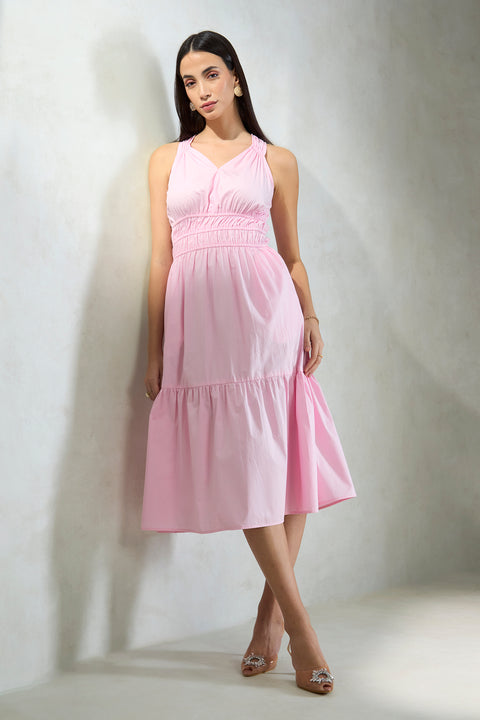 Evelina 100% Cotton Tiered Pink Dress